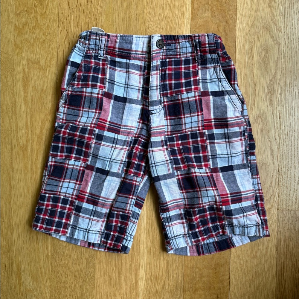 CRAZY 8 Boy Plaid Shorts blue red white size 7